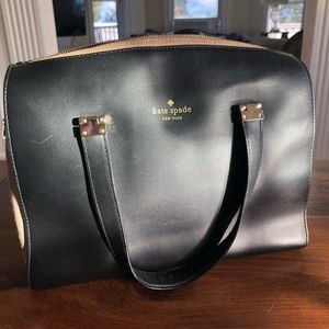 Kate Spade Handbag Black leather Tan suede sides